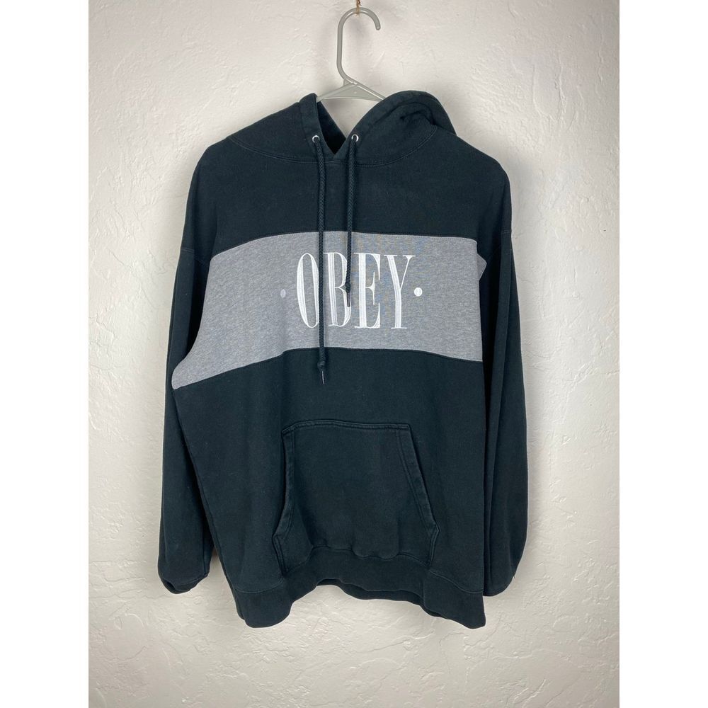 OBEY hoodie black and grey‎ Large mens